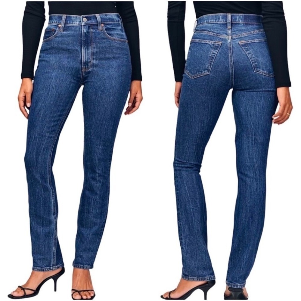 NWT Abercrombie & Fitch Ultra High Rise‎ 90s Straight Curve Love Jeans Blue 27 L